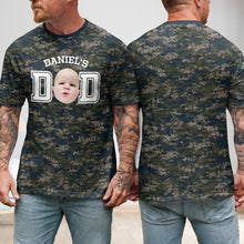 Load image into Gallery viewer, Personalized Camo Photo T-Shirt Custom Gift for Dad
