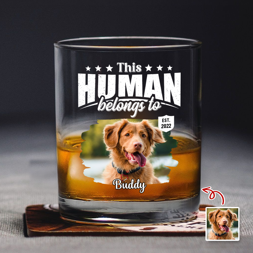 Personalized Rock Glass Custom Pet Photo Gift for Dog Dad