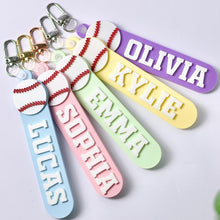 Load image into Gallery viewer, Personalized Baseball Bag Tag Keychain Custom Name Gift for Players
