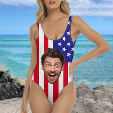 Load image into Gallery viewer, Personalized Funny Face Swimsuit Custom Photo Gift for Her

