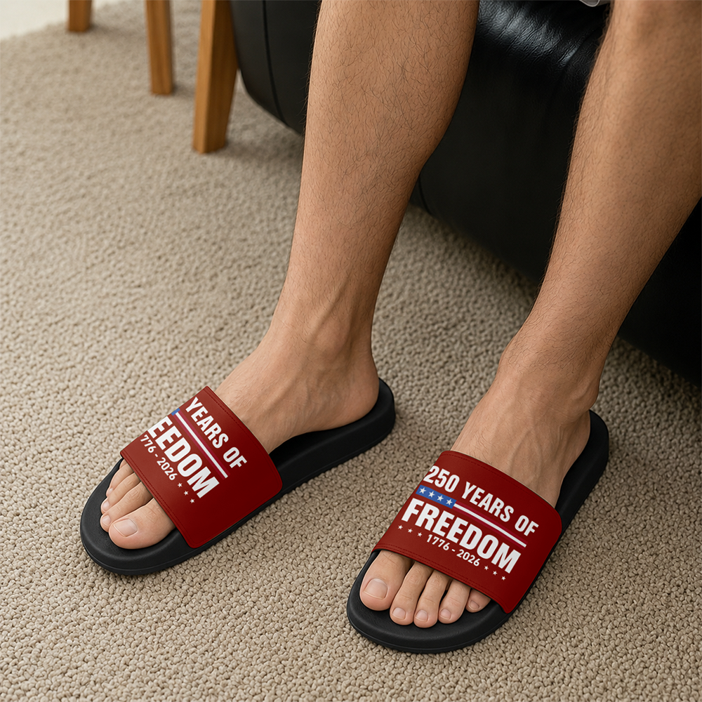 Personalized 250 Years of Freedom Slide Sandals Gift for Dad