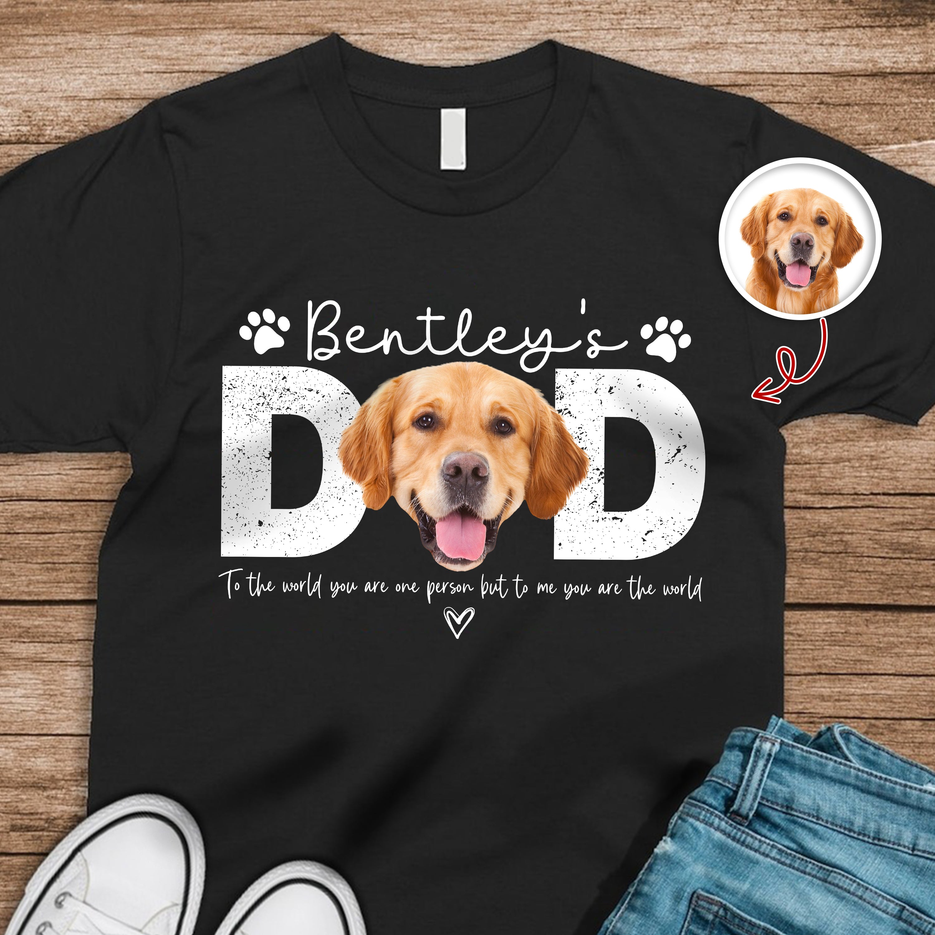 Personalized Dog Dad T-Shirt Custom Photo Gift for Father's Day