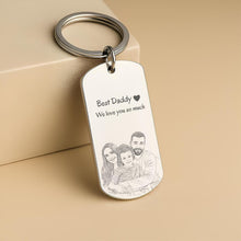 Load image into Gallery viewer, Personalized Photo Metal Keychain Custom Gift for Dad
