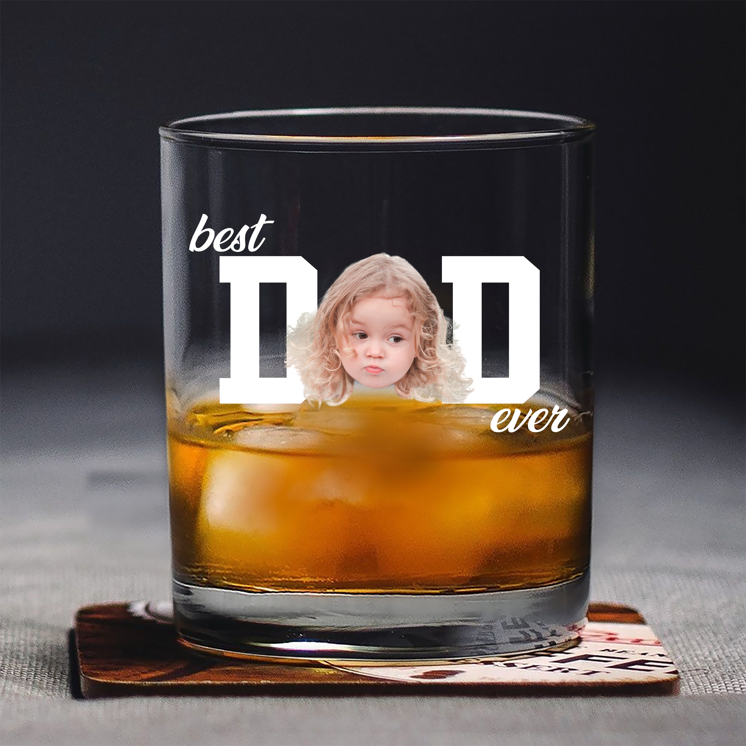 Personalized Funny Face Whiskey Glass Gift for Dad - Father's Day