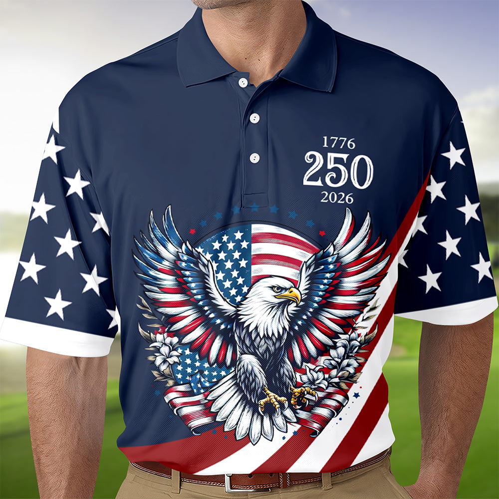 Personalized American Pride Eagle Polo Shirt Gift for Dad