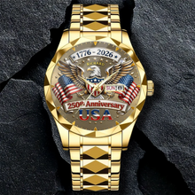 Load image into Gallery viewer, Personalized 250th Anniversary Eagle Men's Wrist Watch Gift for Patriots
