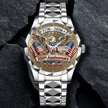 Load image into Gallery viewer, Personalized 250th Anniversary Eagle Men's Wrist Watch Gift for Patriots
