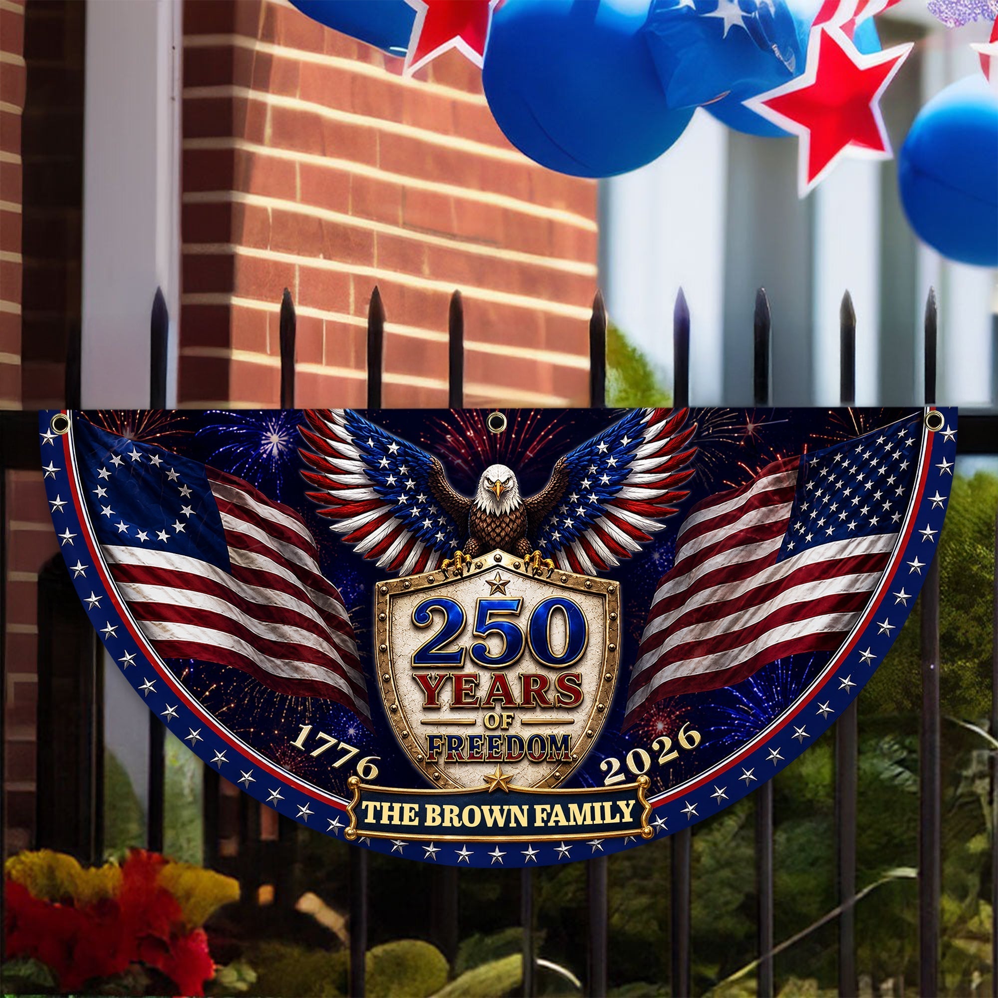 Personalized Family Name Patriotic Flag Custom 250th Birthday Gift