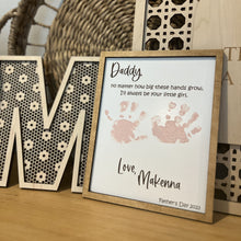 Load image into Gallery viewer, Personalized Wooden Handprint Sign Gift for Dad - Father's Day Plaque
