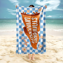 Load image into Gallery viewer, Personalized University Name Pennant Beach Towel Graduation Gift
