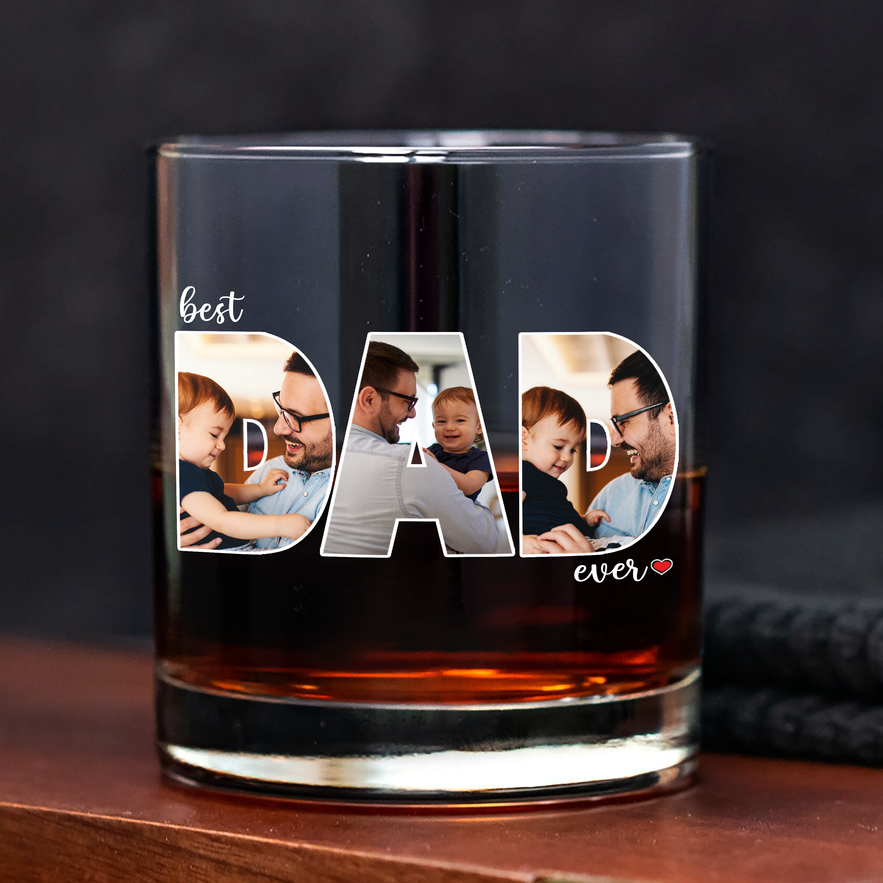 Personalized Whiskey Glass Custom Photo Gift for Dad