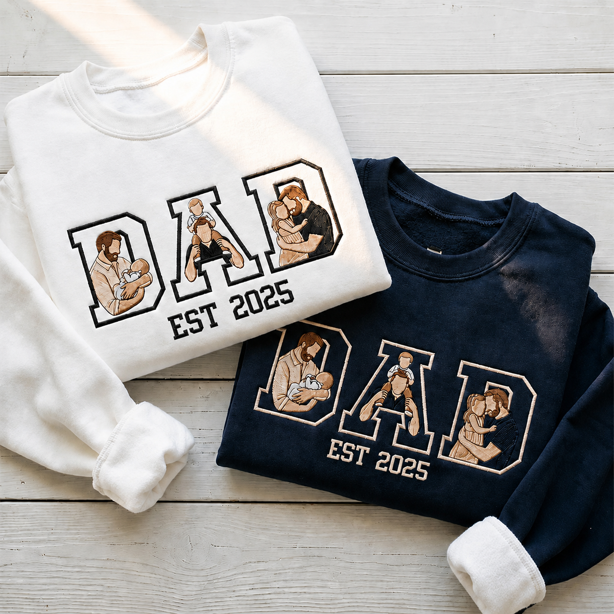 Personalized Embroidered Sweatshirt Custom Photo Gift for Dad
