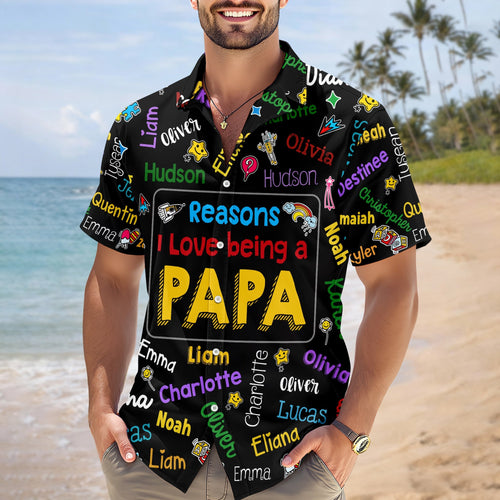 Personalized Hawaiian Shirt Custom Kids Names Gift for Dad