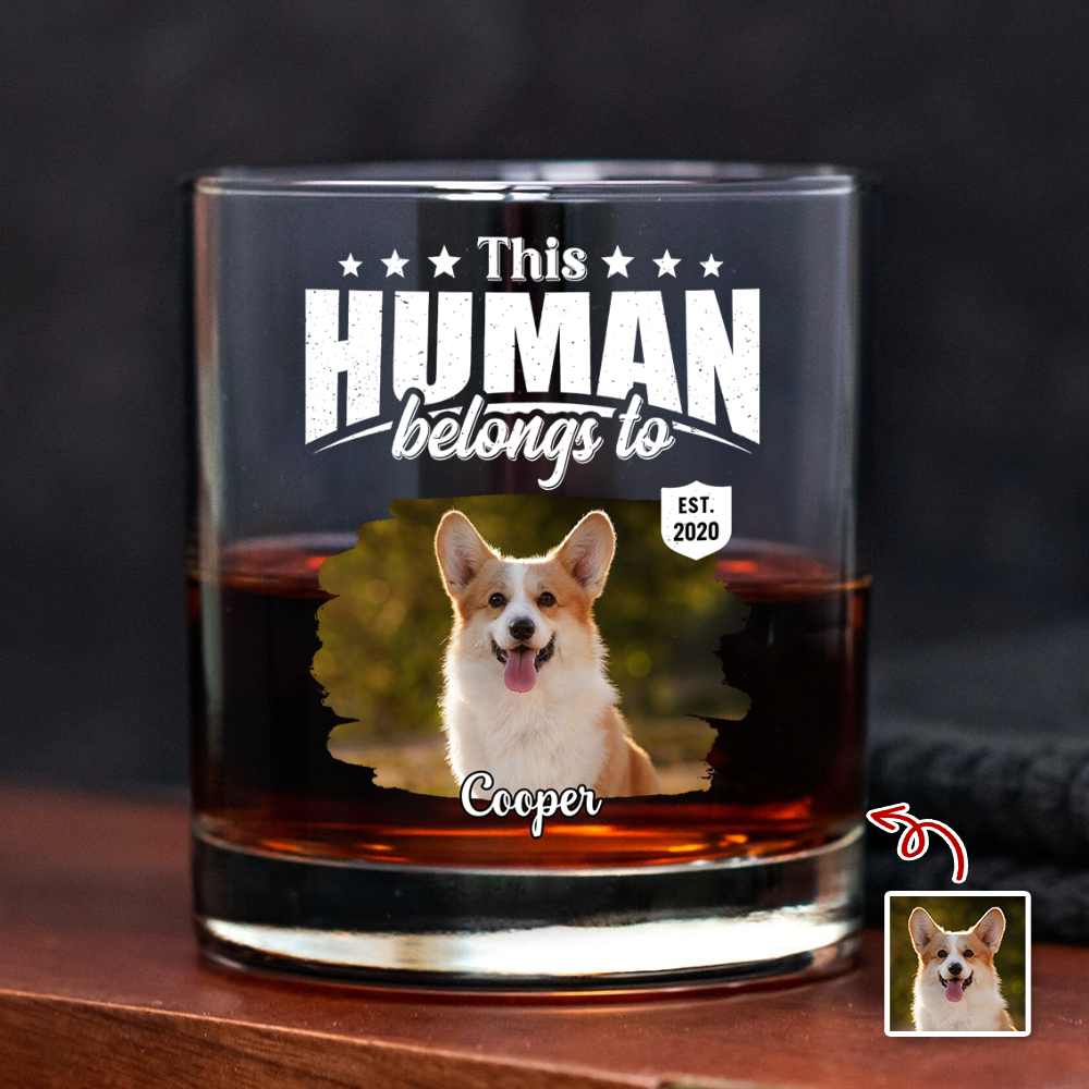 Personalized Rock Glass Custom Pet Photo Gift for Dog Dad