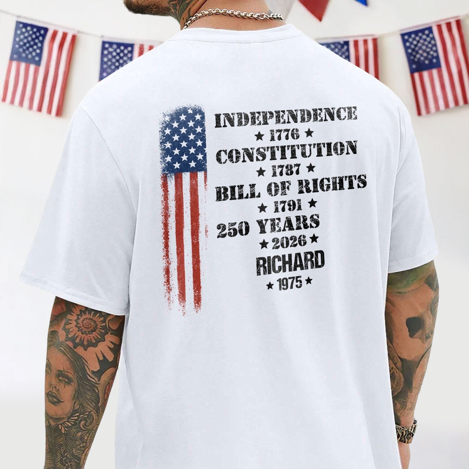 Personalized 250 Years of America Shirt Custom Name Gift for Dad
