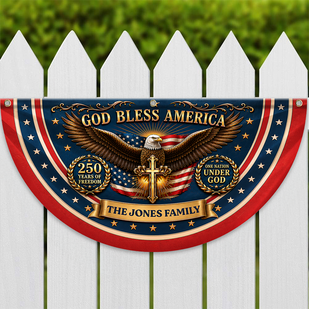 Personalized God Bless America Fan Flag 250 Years Freedom Gift for Family