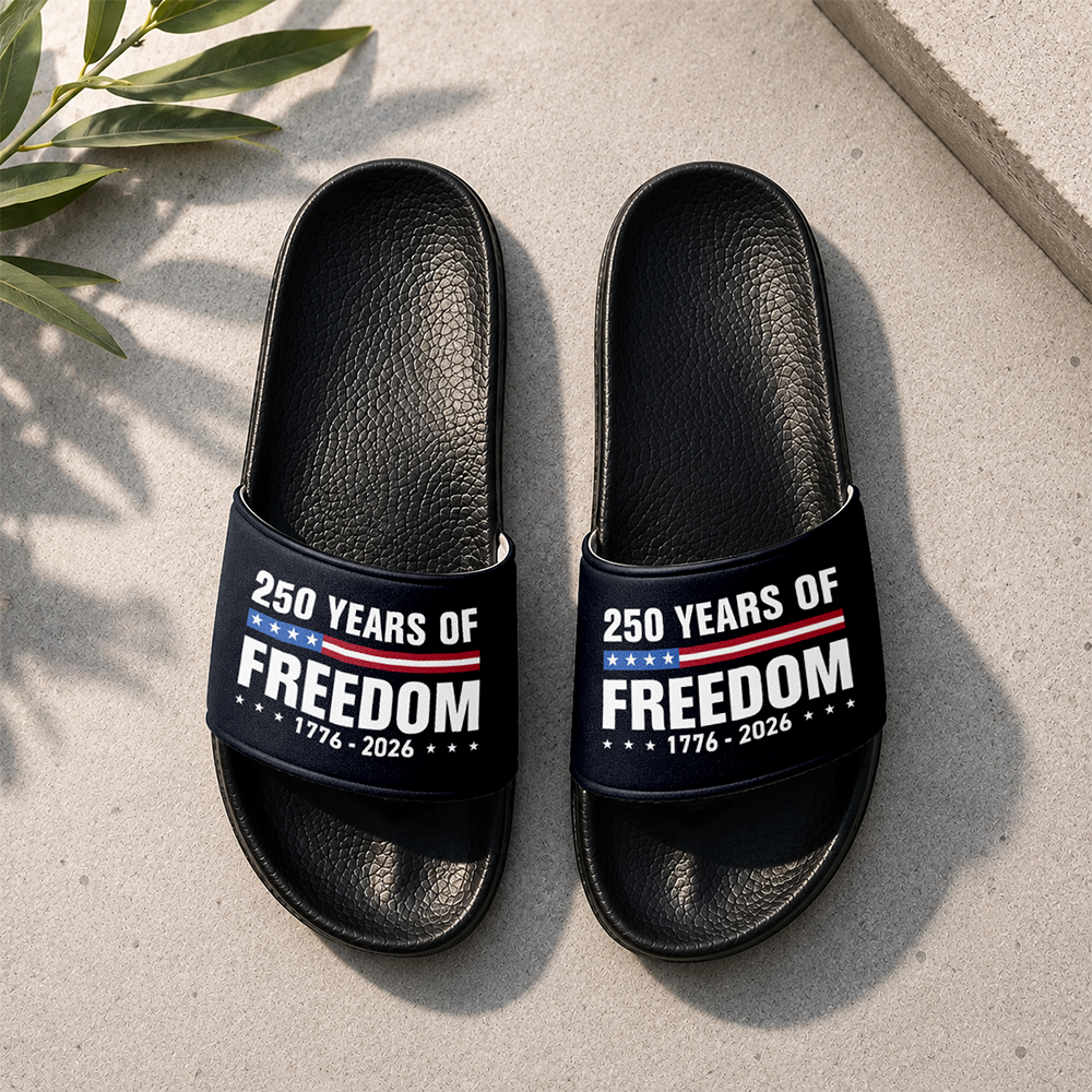 Personalized 250 Years of Freedom Slide Sandals Gift for Dad