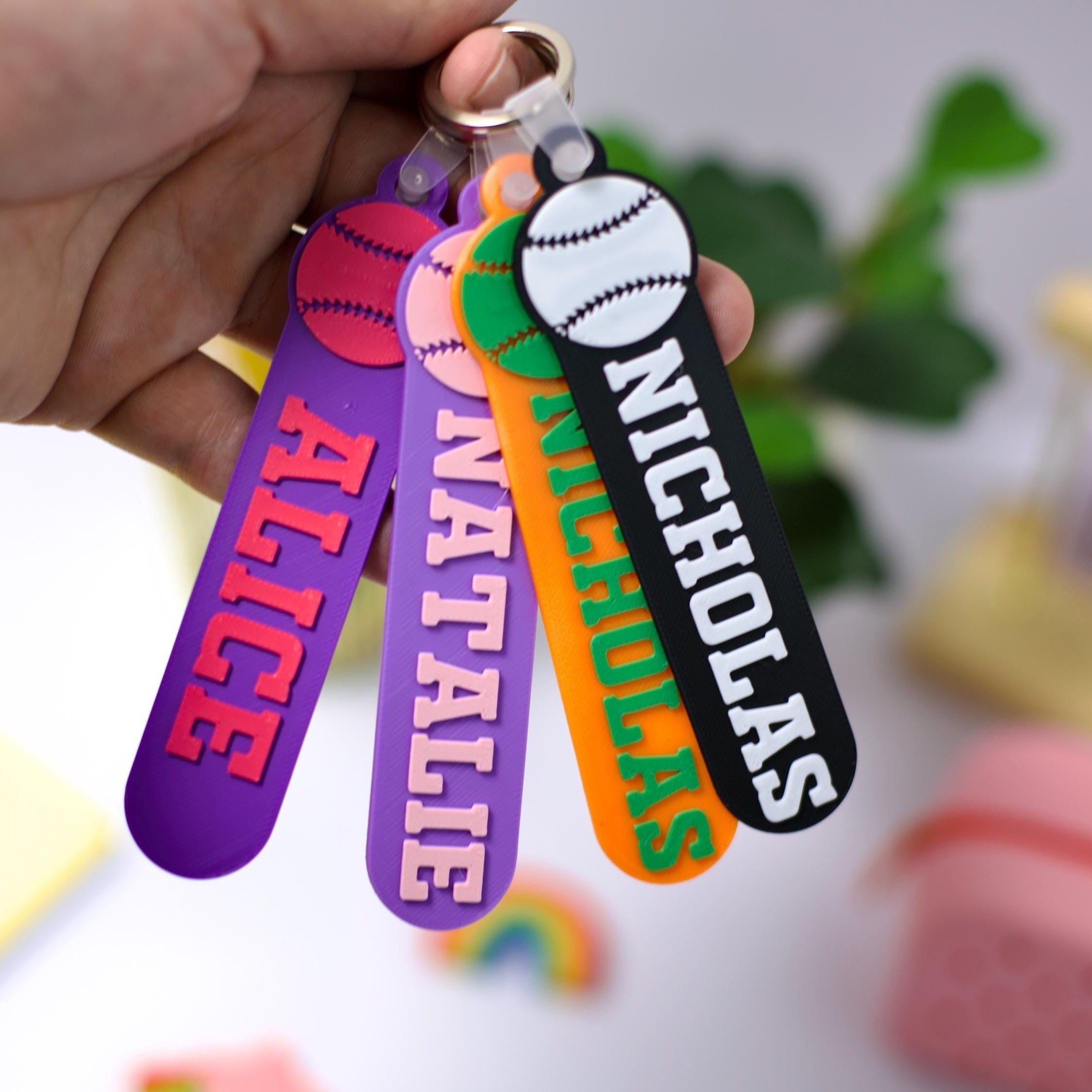 Personalized Baseball Bag Tag Keychain Custom Name Gift for Players