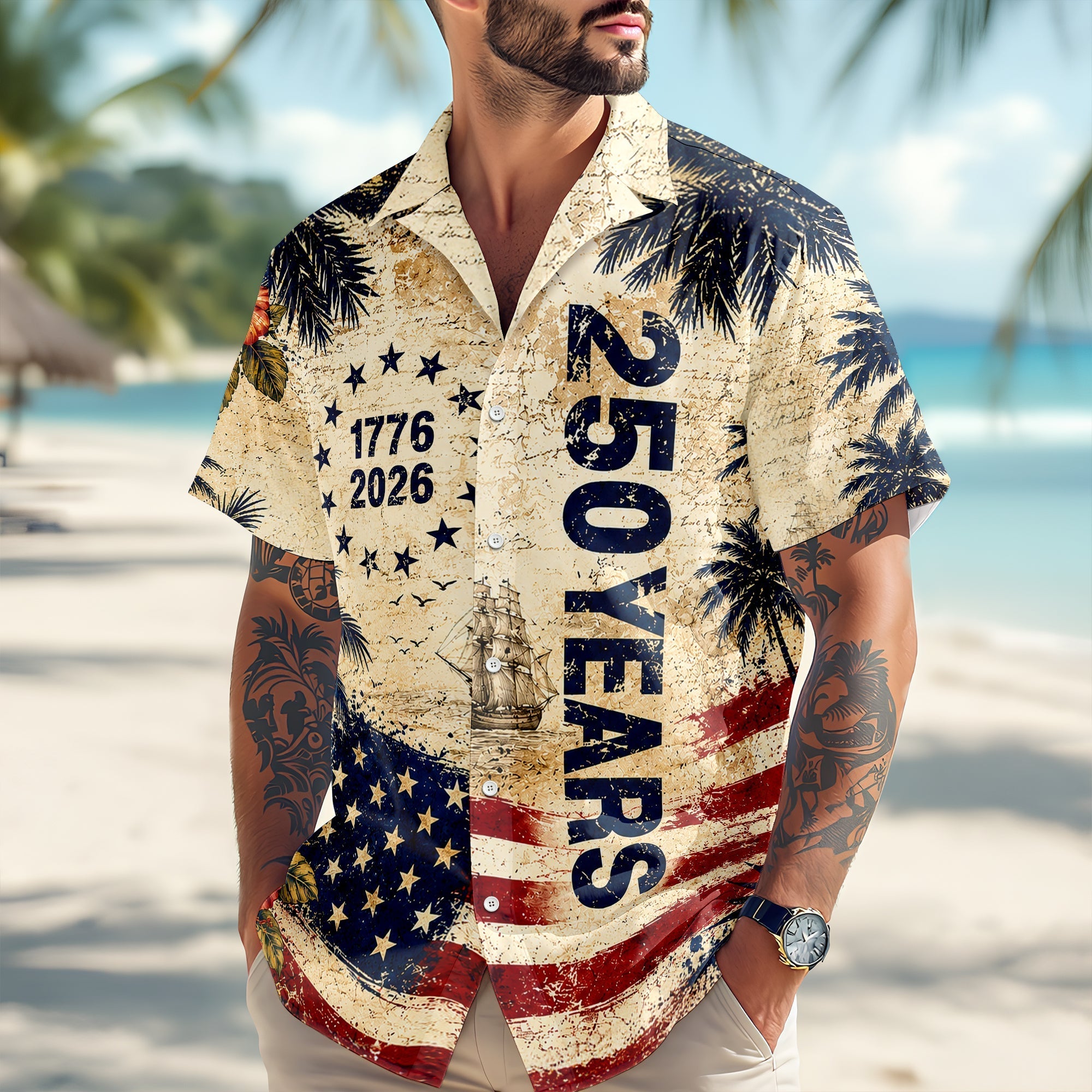 Personalized 250 Years Freedom Hawaiian Shirt Patriotic Gift