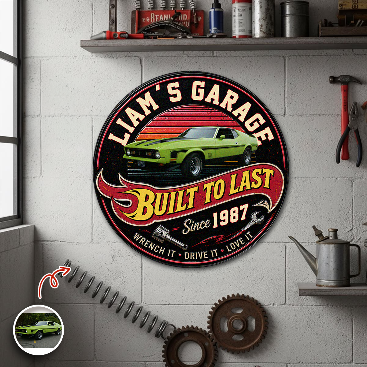Personalized Car Garage Metal Sign Custom Year Gift for Dad