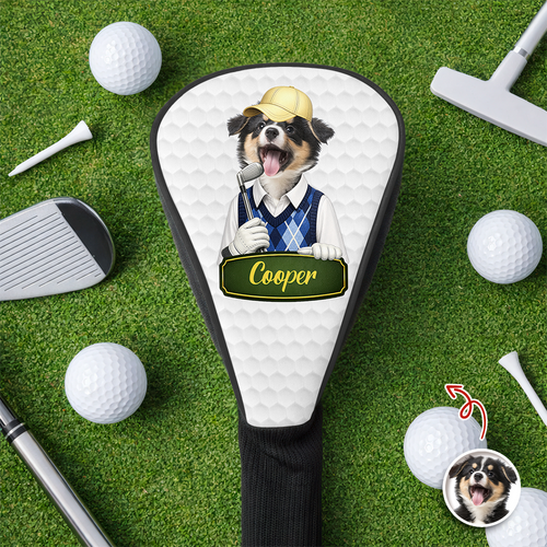 Personalized Dog Photo Golf Club Head Cover Gift for Dog Dad
