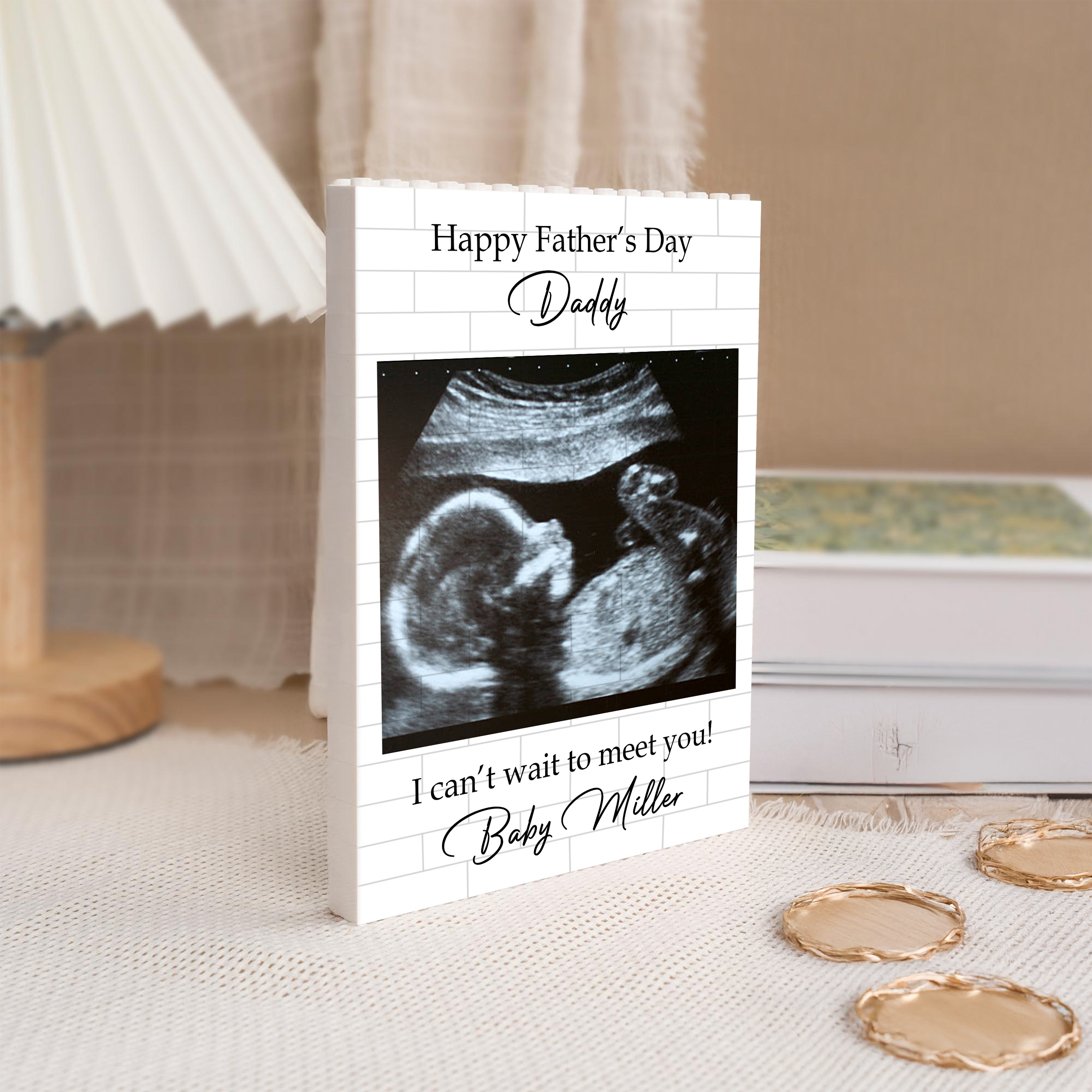 Personalized Baby Bump Photo Building Block Gift for Dad