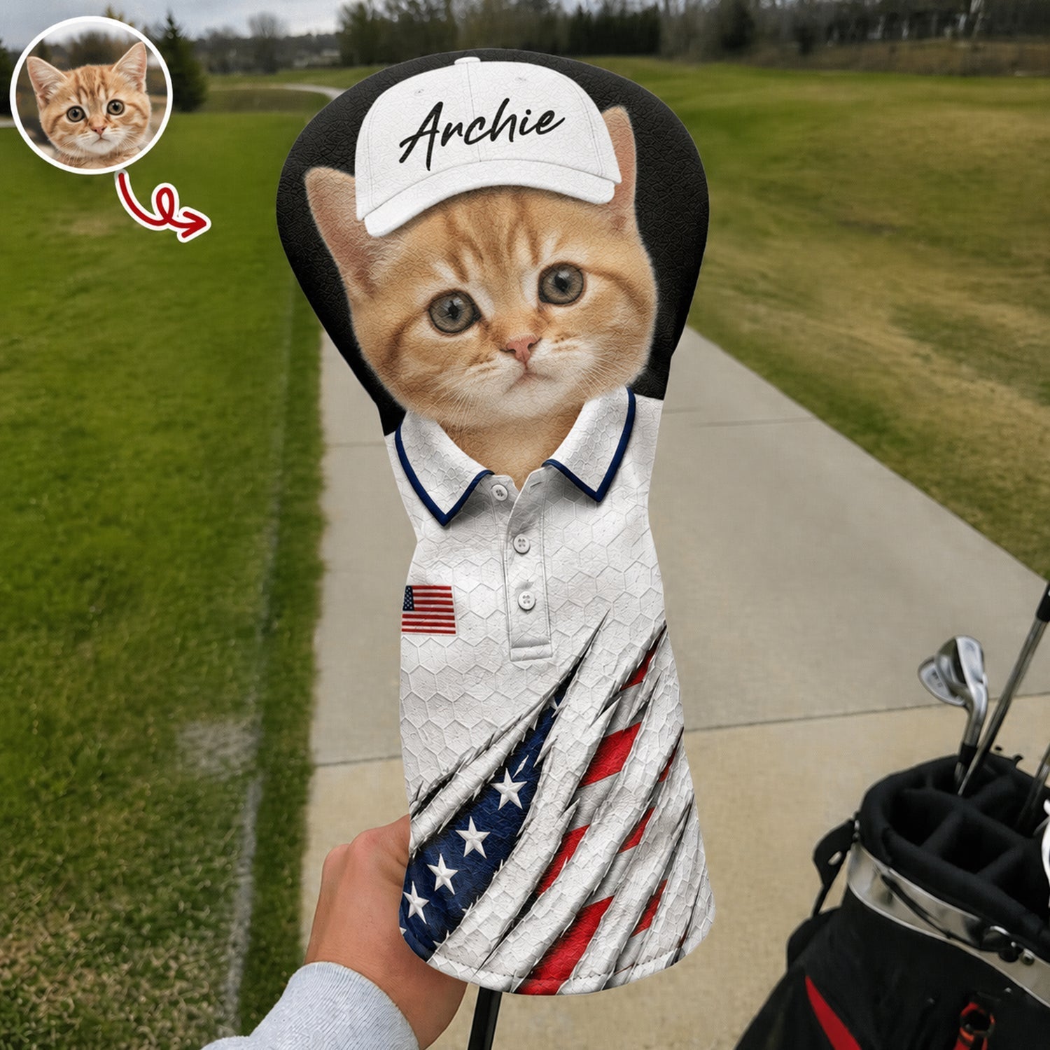 Personalized Dog Photo Golf Head Cover Custom Gift for Dad
