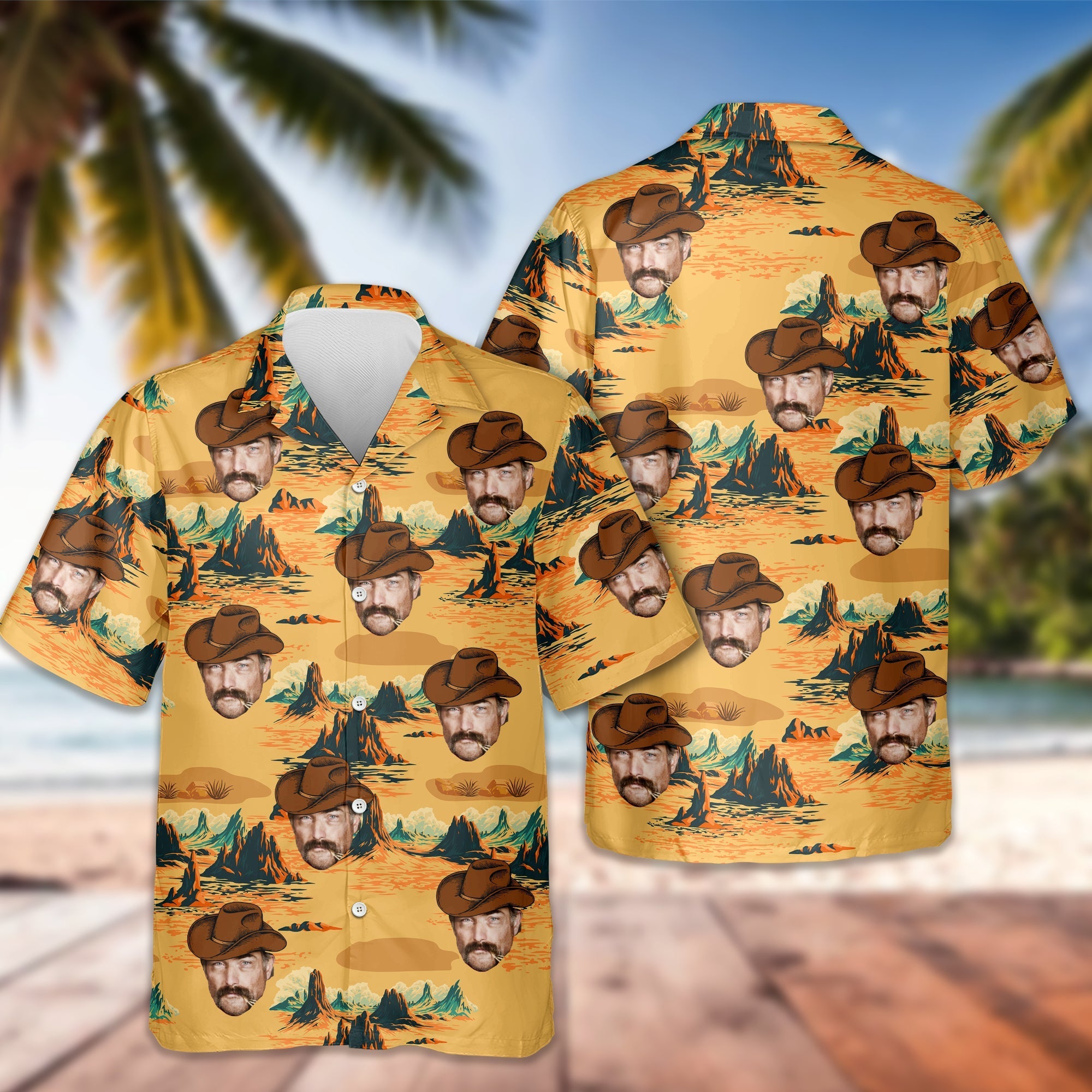 Personalized Retro Cowboy Hawaiian Shirt Custom Photo Gift