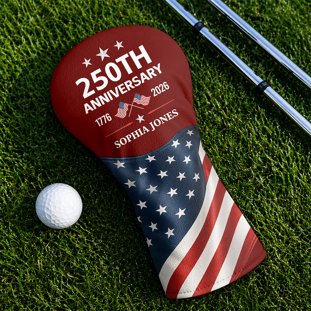 Personalized 250th Anniversary Golf Head Cover Custom Name Gift