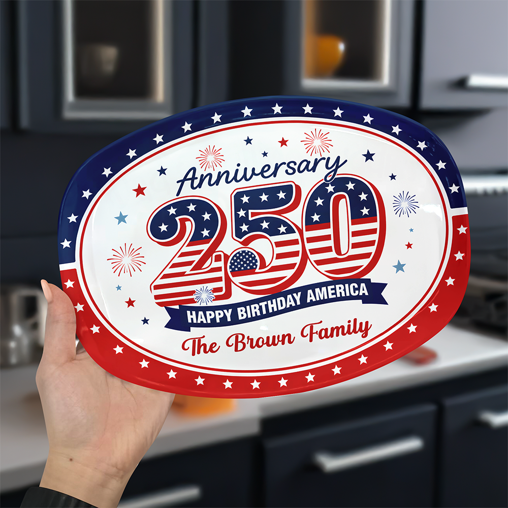 Personalized Family Name Platter USA 250th Anniversary Gift