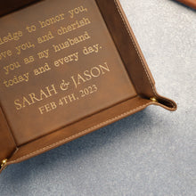 Load image into Gallery viewer, Personalized Leather Valet Tray Custom Name Gift for Dad
