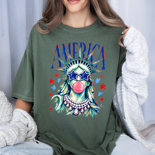 Personalized 4th of July Comfort Shirt with Statue of Liberty