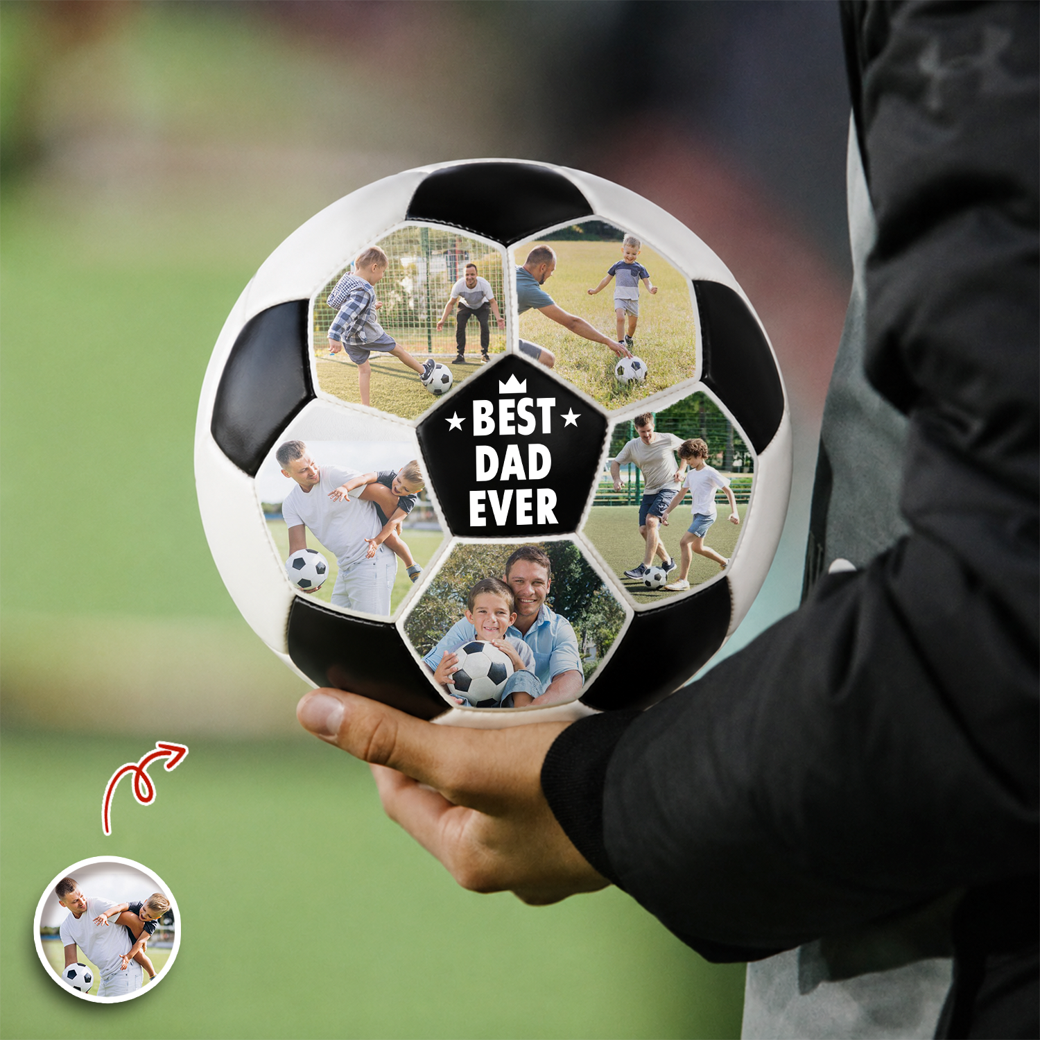 Custom Soccer Ball Gift for Dad Personalized Photo Best Coach Ever