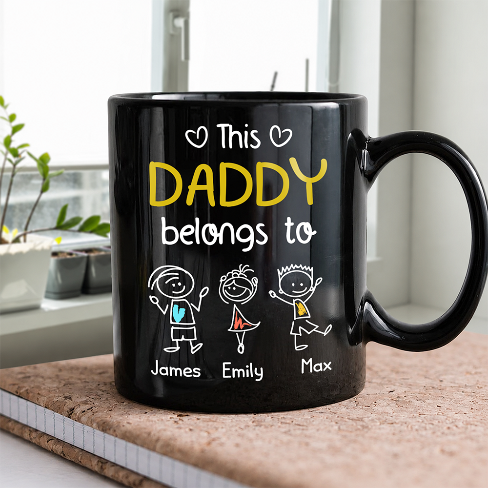 Personalized Black Mug This Papa Belongs To Us Gift for Dad