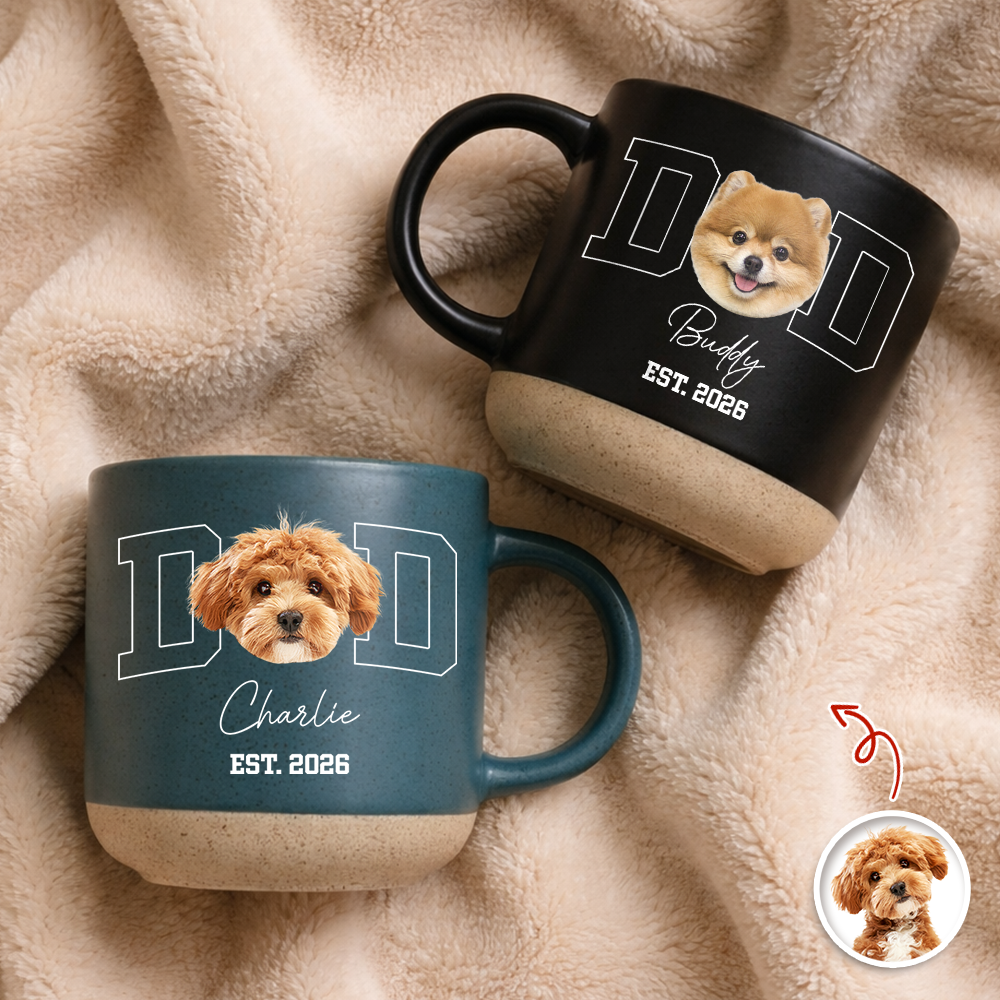 Personalized Pottery Mug Custom Photo Gift for Dog Dad