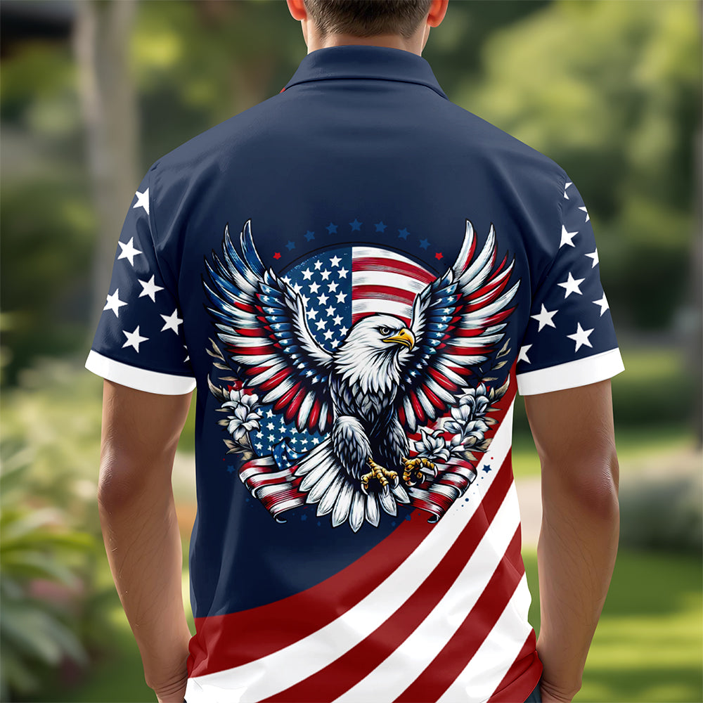 Personalized American Pride Eagle Polo Shirt Gift for Dad