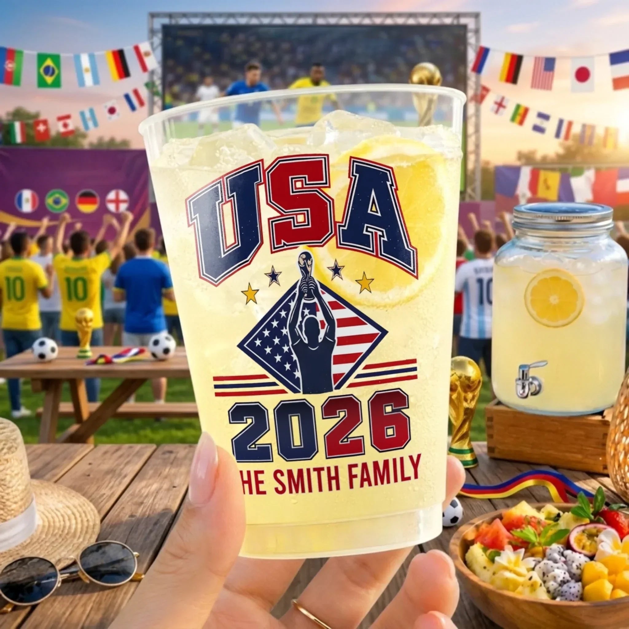 Personalized Frosted Cups for Soccer Fans | Family Party Gift