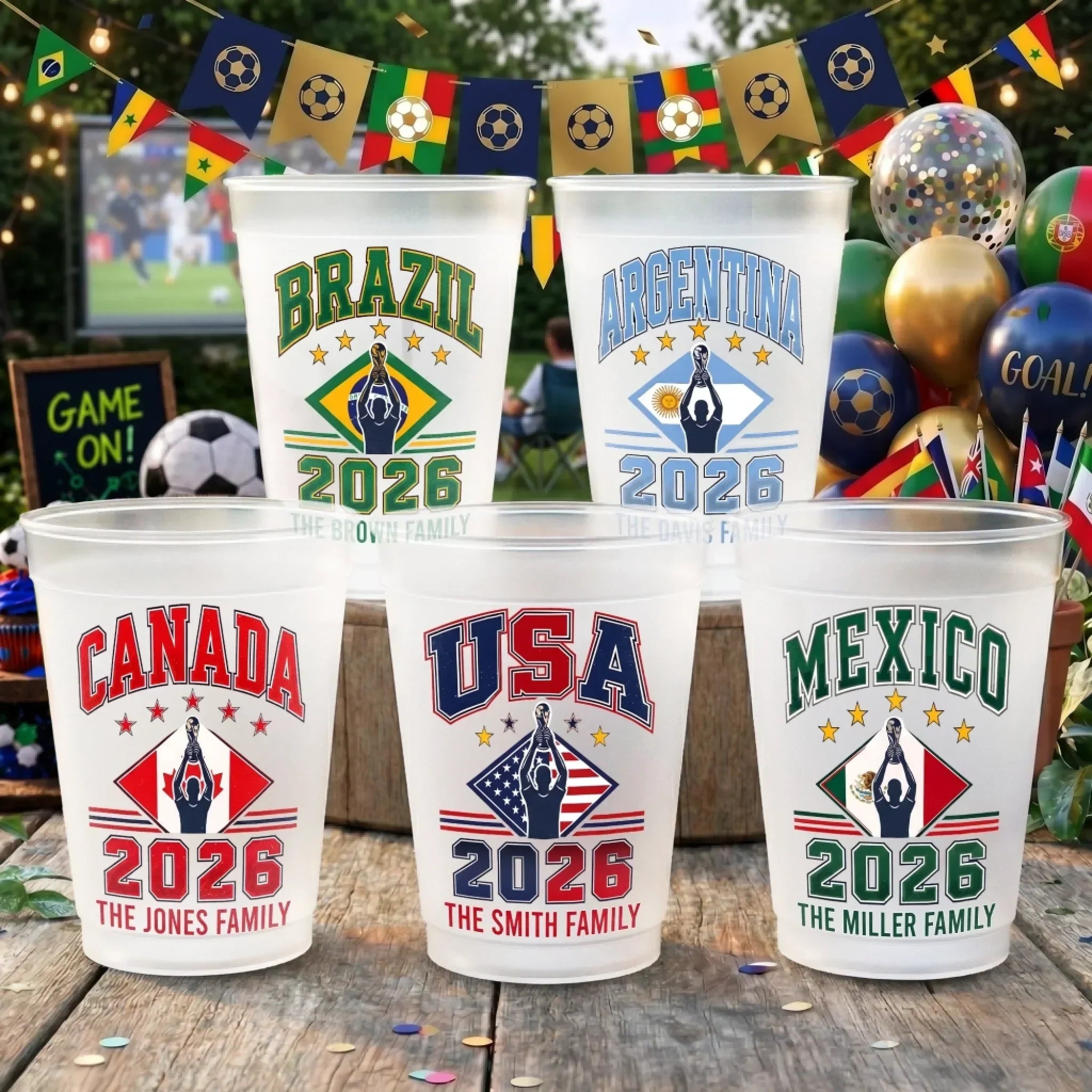 Personalized Frosted Cups for Soccer Fans | Family Party Gift
