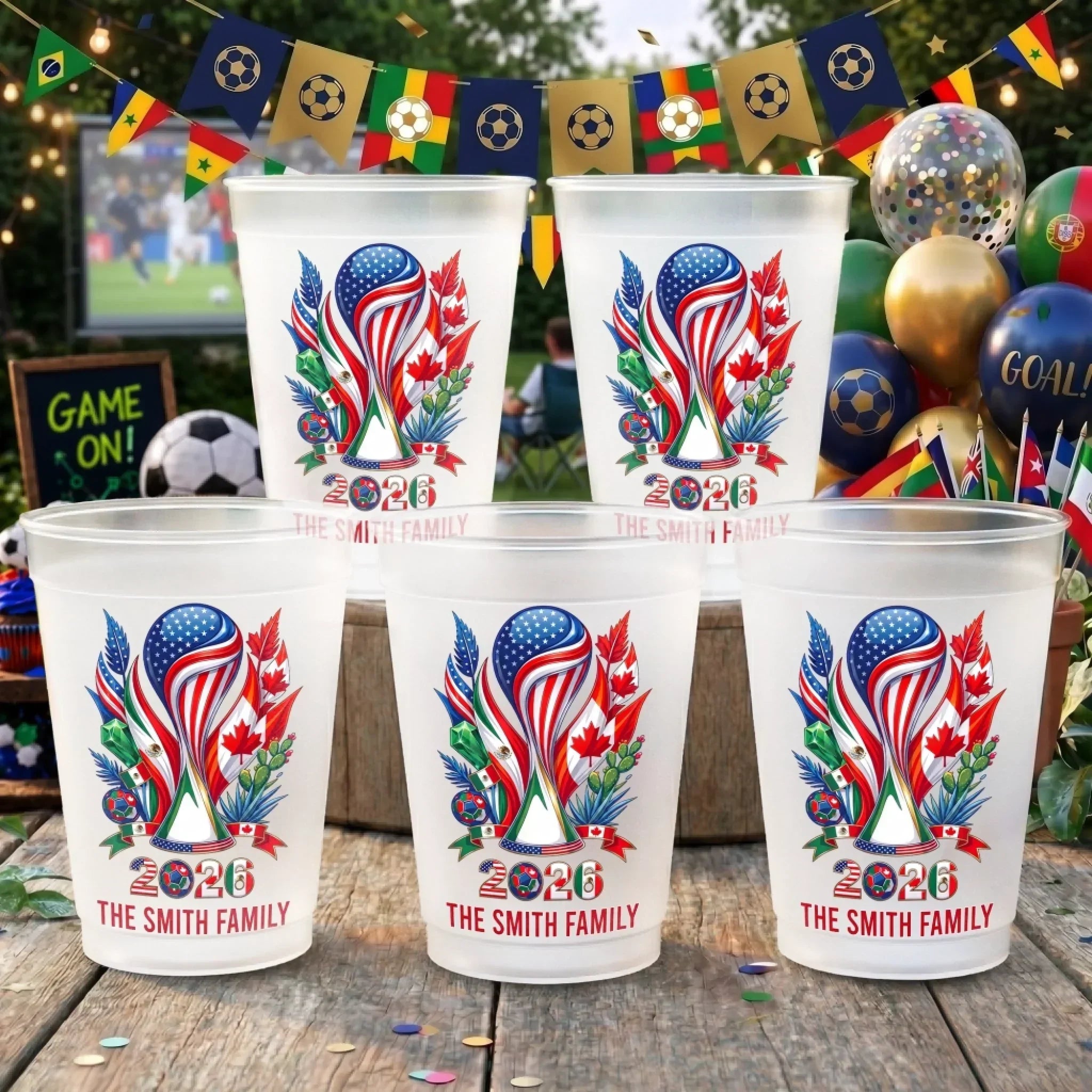 Personalized Frosted Party Cups for Football Fans Family 2026