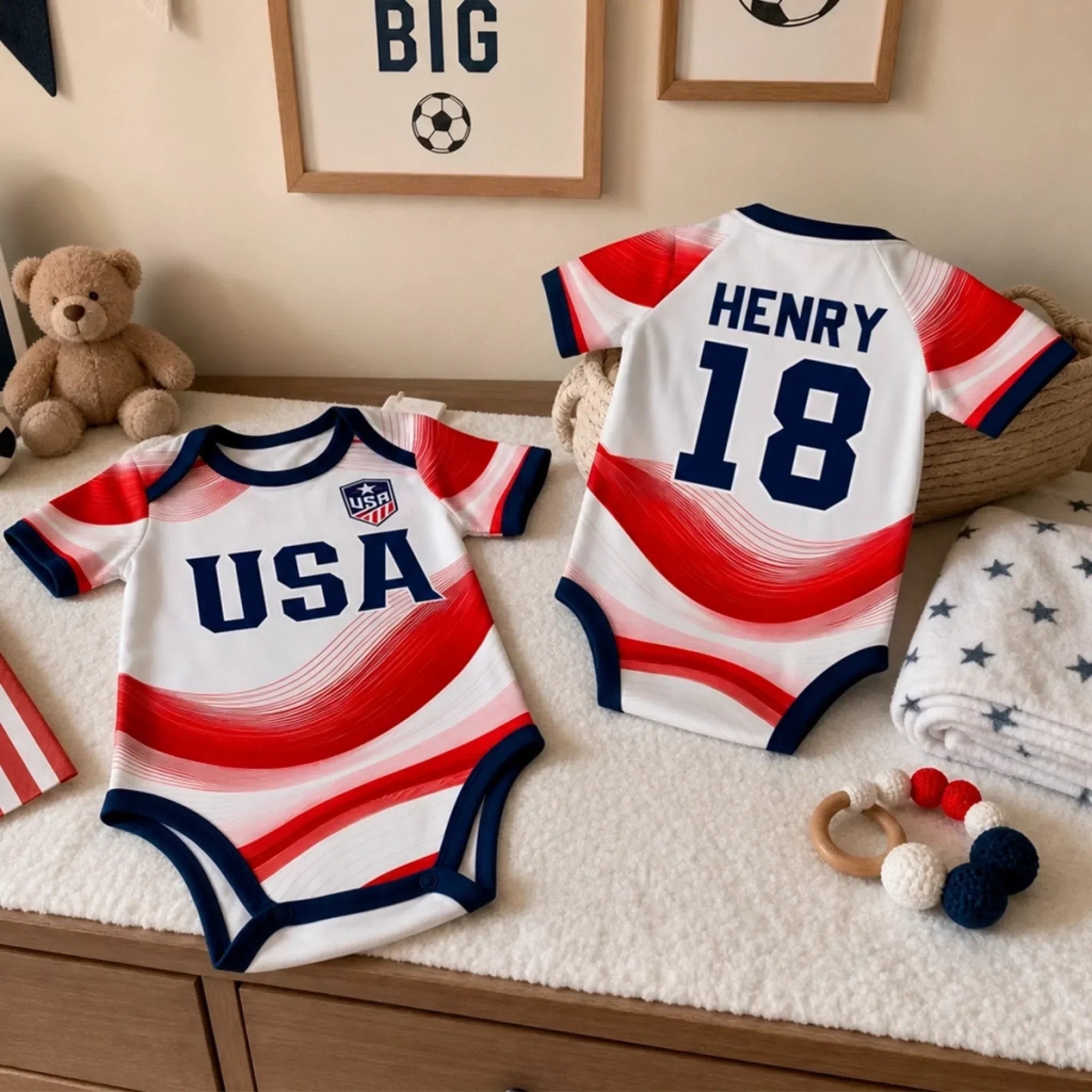 Personalized Baby Jersey Bodysuit Brazil Soccer Gift for New Parents