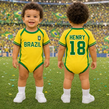 Load image into Gallery viewer, Personalized Baby Jersey Bodysuit Brazil Soccer Gift for New Parents
