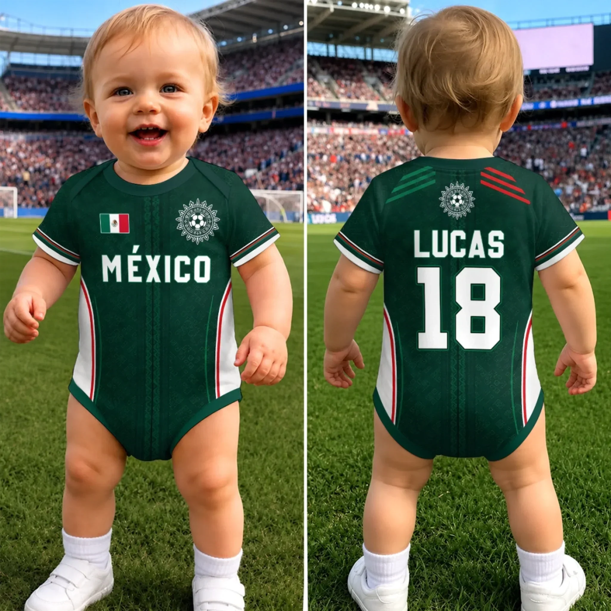 Personalized Mexico Football Baby Jersey Bodysuit Gift for New Parents