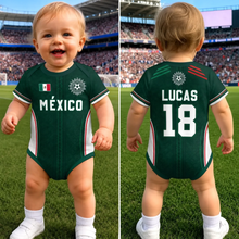 Load image into Gallery viewer, Personalized Mexico Football Baby Jersey Bodysuit Gift for New Parents
