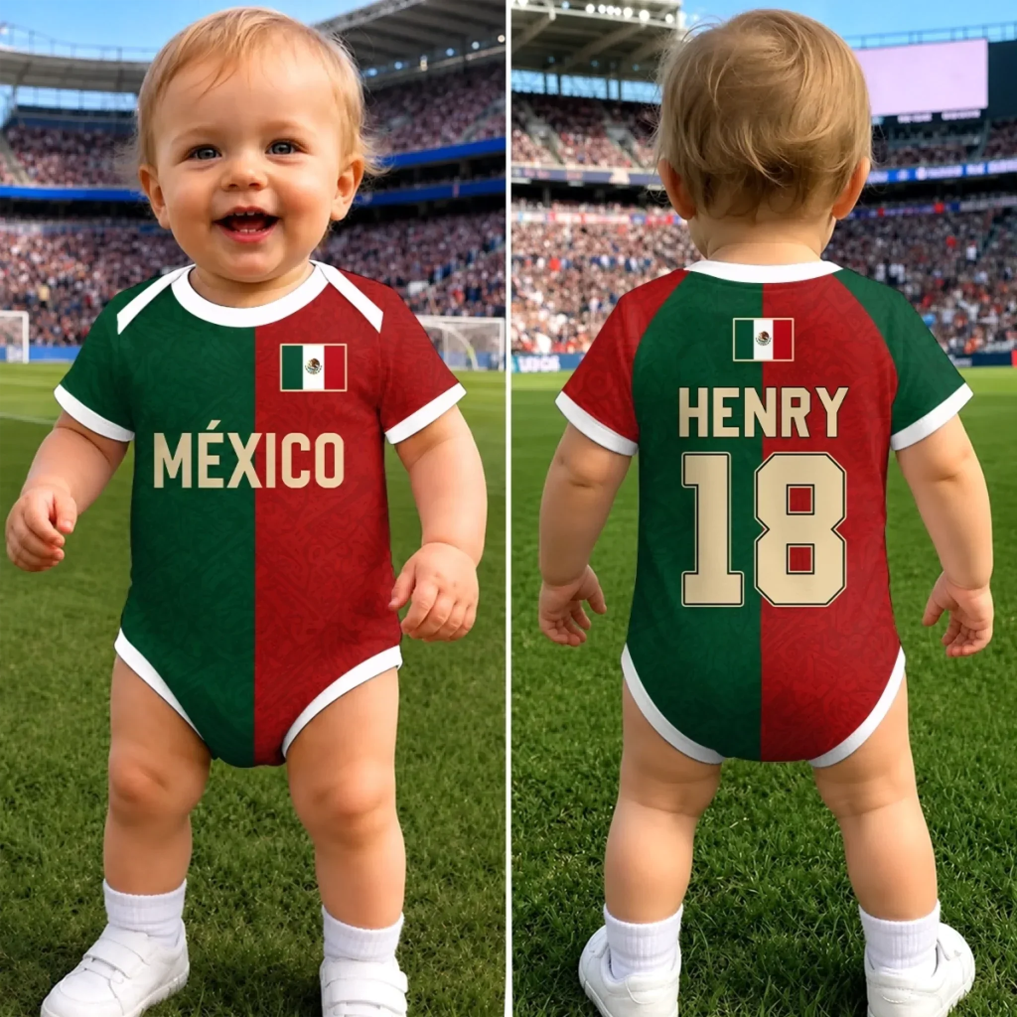 Personalized Mexico Baby Jersey Bodysuit for Soccer Fans