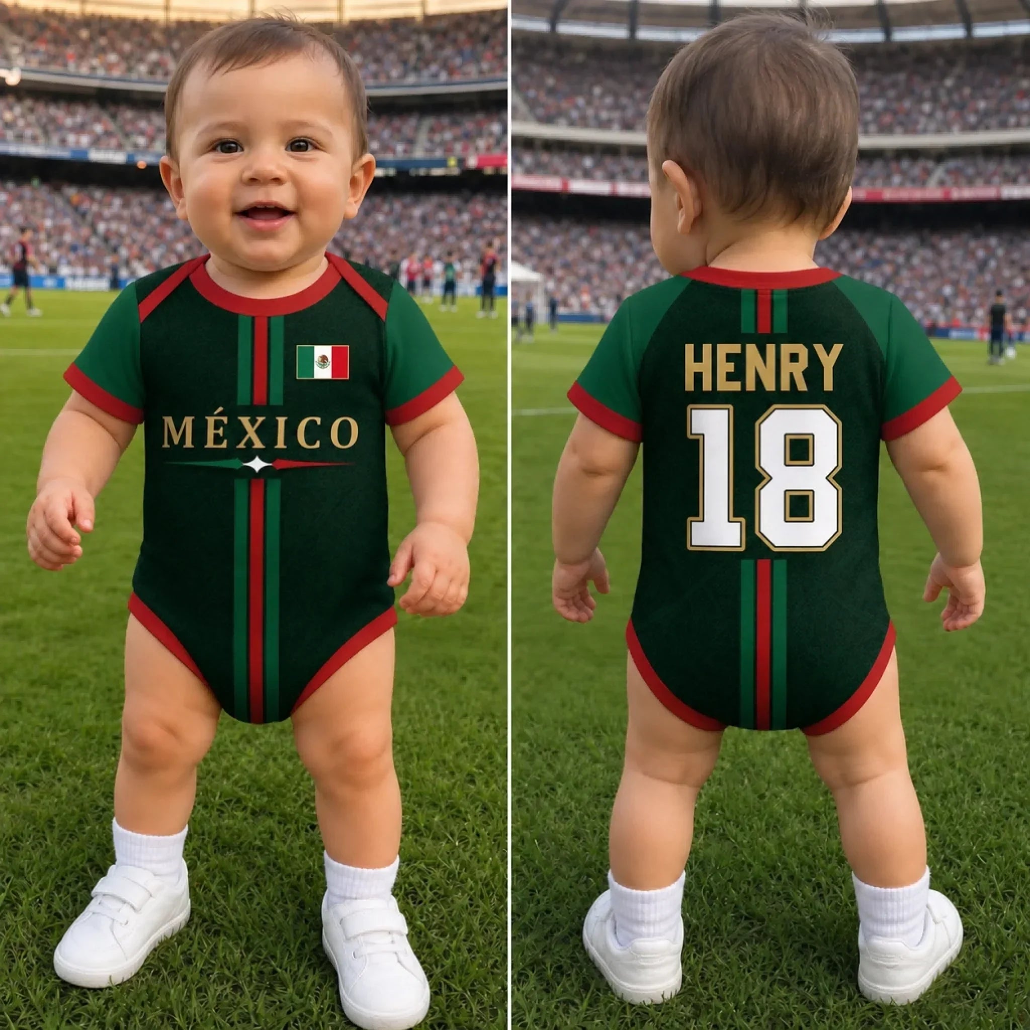 Personalized Baby Jersey Bodysuit Mexico Soccer Gift for Kids