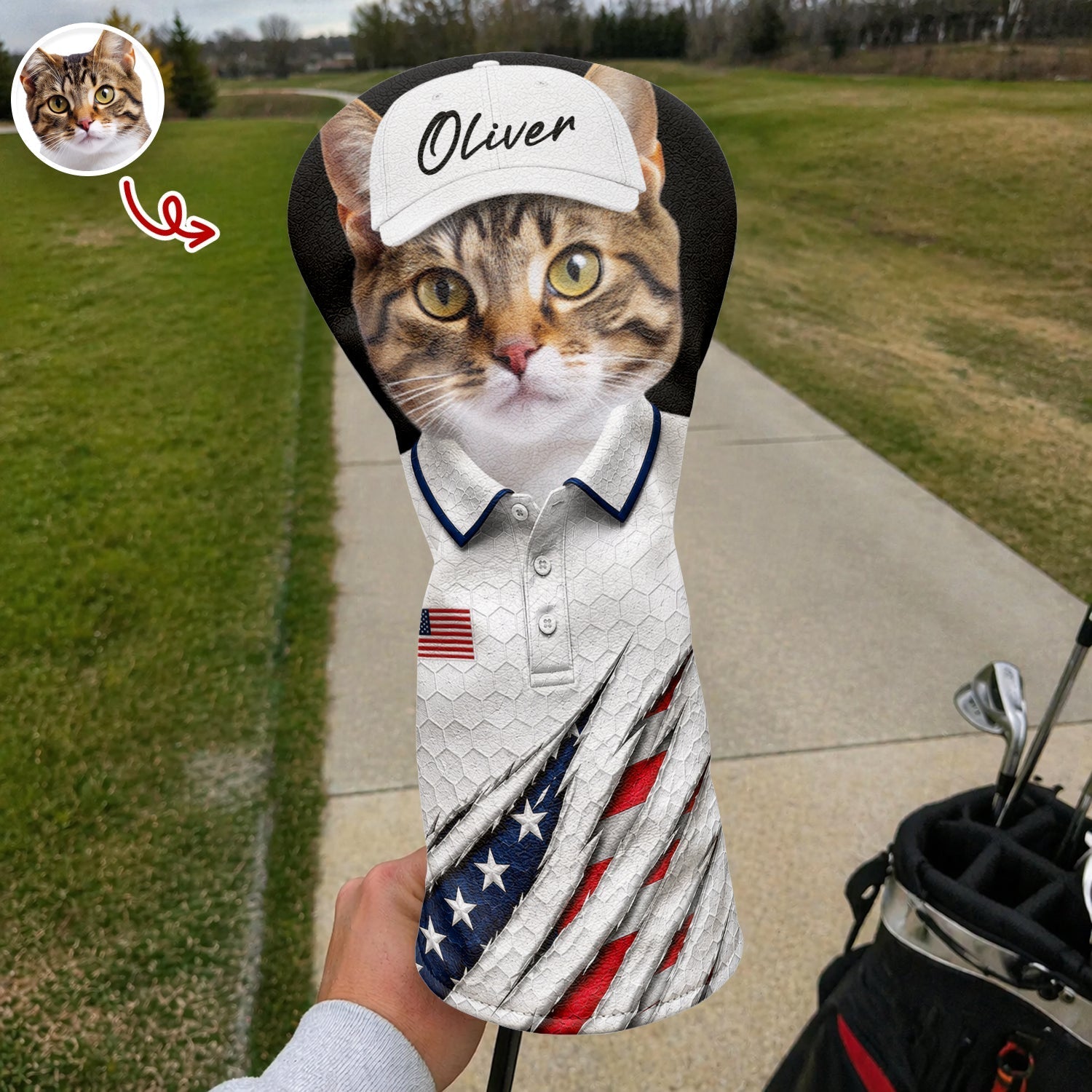 Personalized Dog Photo Golf Head Cover Custom Gift for Dad