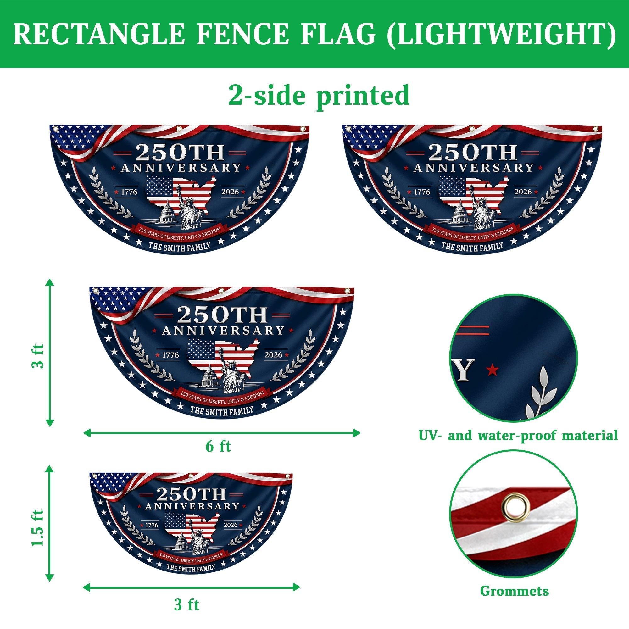 Personalized Family Name Flag 250 Years of Liberty Gift
