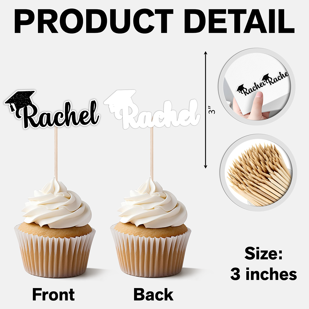 Personalized Graduation Cupcake Topper Custom Name Party Decor