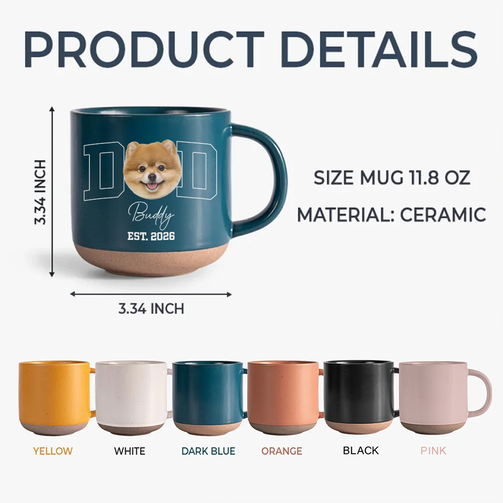 Personalized Pottery Mug Custom Photo Gift for Dog Dad