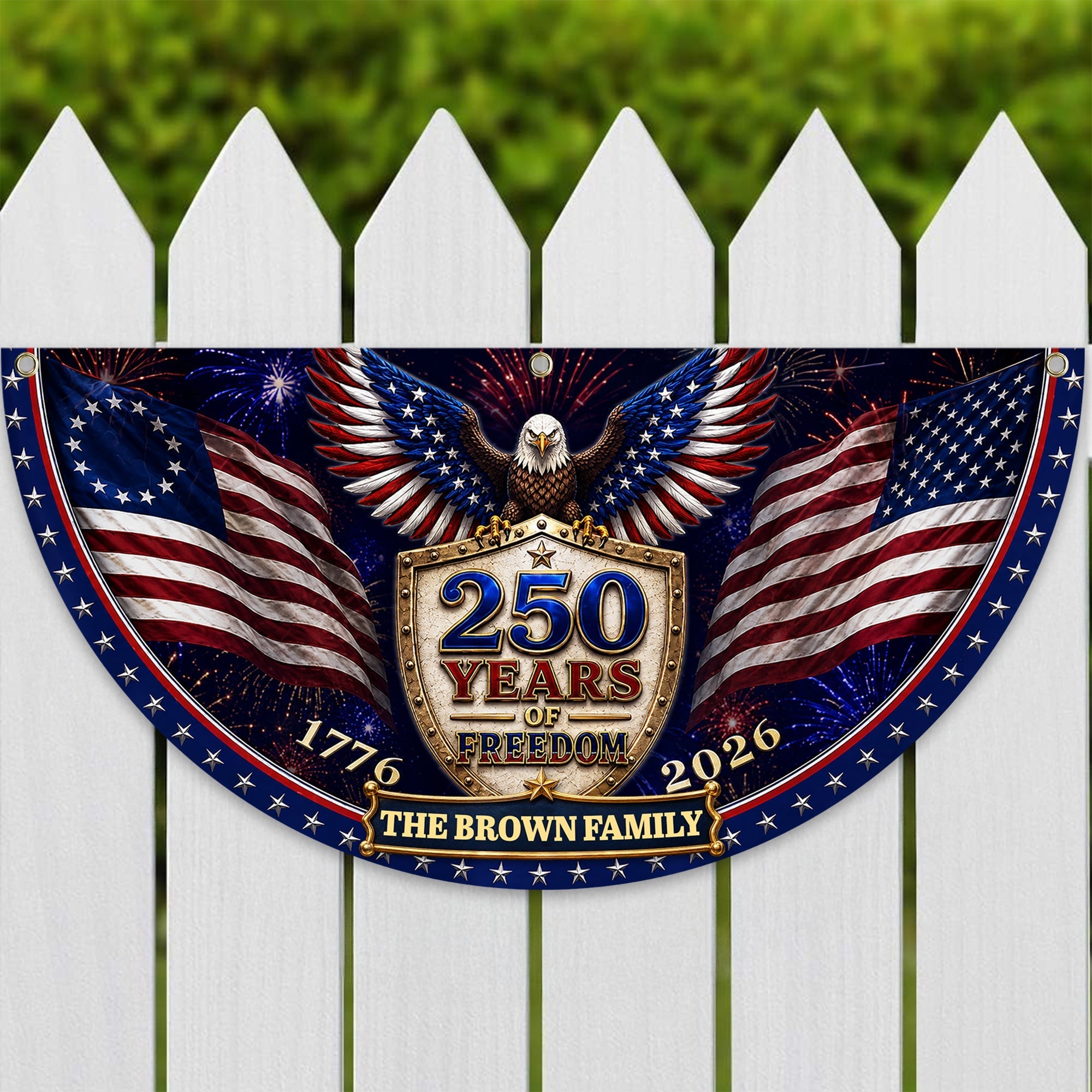 Personalized Family Name Patriotic Flag Custom 250th Birthday Gift